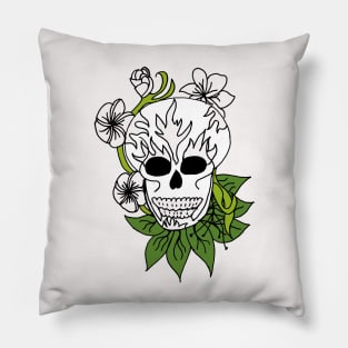 Sugar Skull - Green Pillow