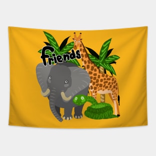 funny animals friends Tapestry