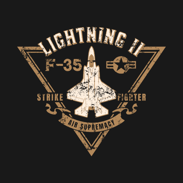 F-35 Lightning II Strike Fighter Jet Aircraft Distressed Design by hobrath