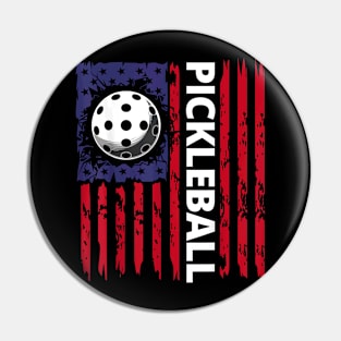 Pickleball American Flag Funny Pickleball Lover Vintage Pin