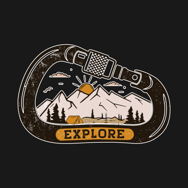 Explore // Vintage Mountain Landscape with Carabiner by SLAG_Creative