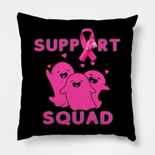 Breast Cancer Awareness pink Ghosts Support Squad Pillow