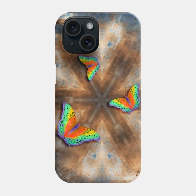 Surreal butterflies on corrugated iron mandala Phone Case by hereswendy