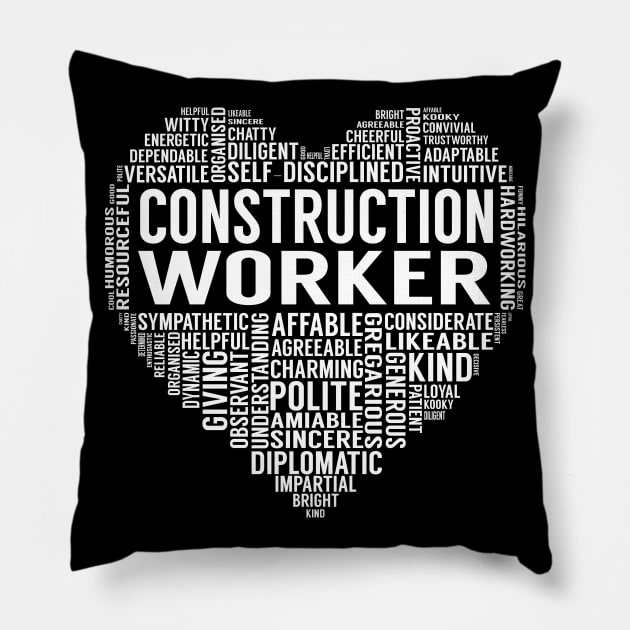 Construction Worker Heart Pillow by LotusTee