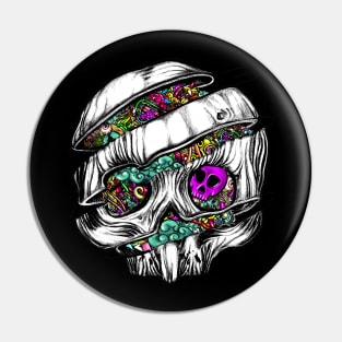 Sliced Skull with doodles Pin