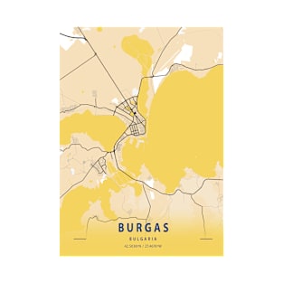 Burgas - Bulgaria Yellow City Map T-Shirt