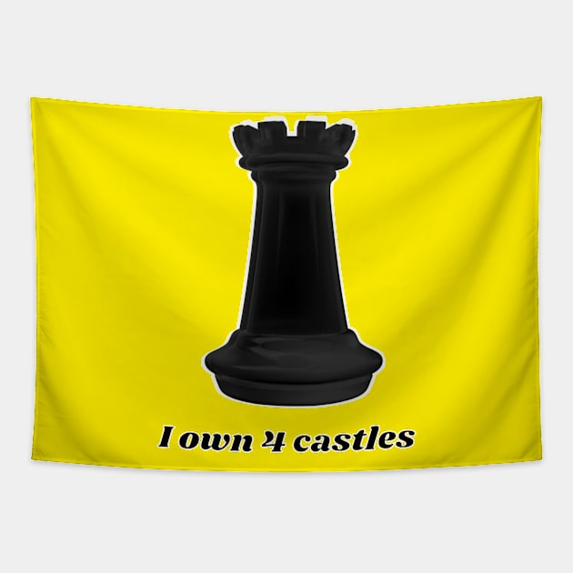 I own four castles - black castle - chess Tapestry by Blue Butterfly Designs 