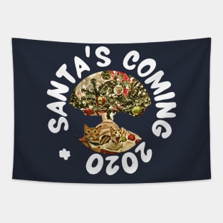 Santa's Coming 2020 (2 cats waiting) Tapestry