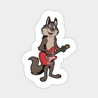 Comic Wolf plays electric guitar Magnet