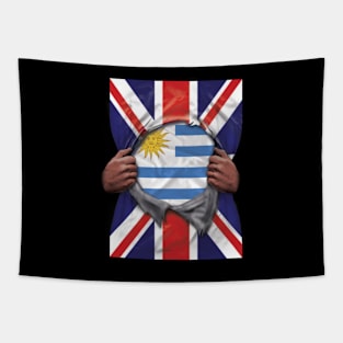 Uruguay Flag Great Britain Flag Ripped - Gift for Uraguyan From Uruguay Tapestry