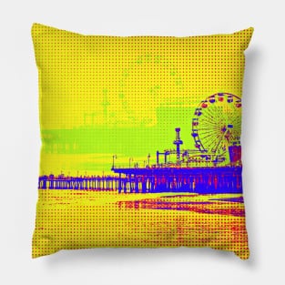 Yellow Pop Art Santa Monica Pier Pillow