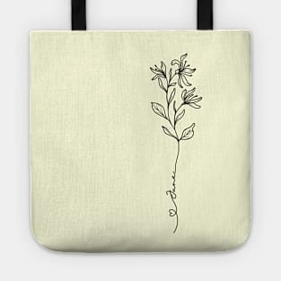 Minimalist Botanical Drawing Honeysuckle June Birth Flower Tote