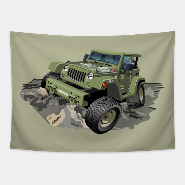 Cartoon jeep - Cartoon Car - Tapestry | TeePublic