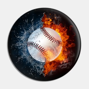 Baseball Fire And Water Yin Yang Sports Pin