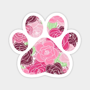 Pink Puppy Paw Floral Magnet