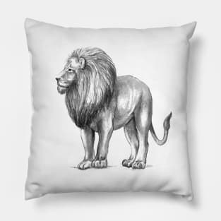 drawing of a lion, king of beasts, predator, male, print, as a gift Pillow