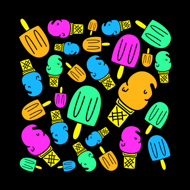 Neon Dessert - Ice Cream Cones and Popsicles by sadsquatch