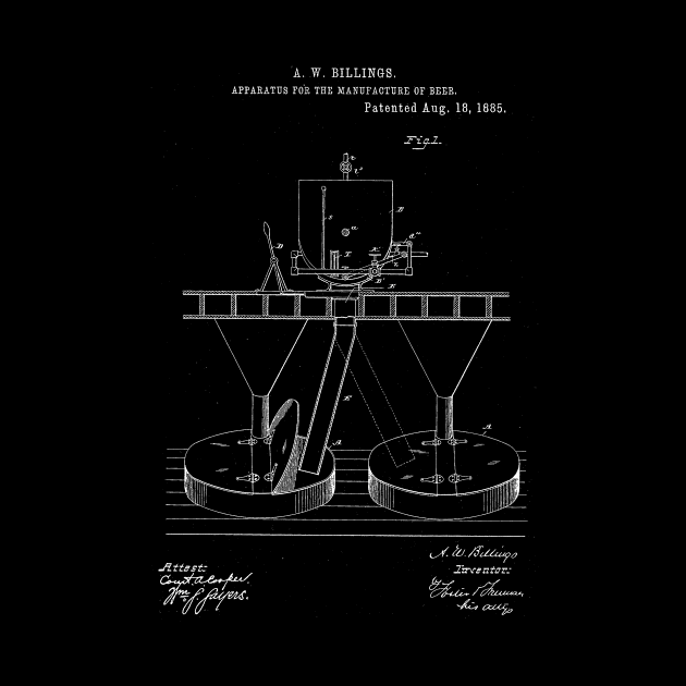 Apparatus for the Manufacture of Beer Vintage Patent Hand Drawing by TheYoungDesigns