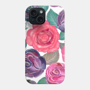 Watercolor roses and mix flower bouquet Phone Case