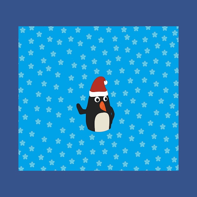 Merry Christmas Penguin Snow by JMPrint