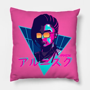 Aesthetic Retrowave synthwave  Girl (Arniisk) Pillow