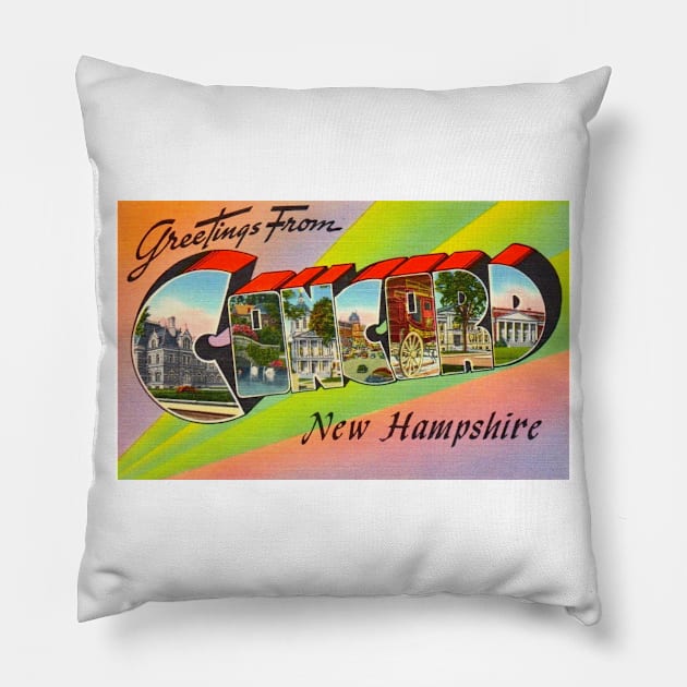 Greetings from Concord, New Hampshire - Vintage Large Letter Postcard Pillow by Naves