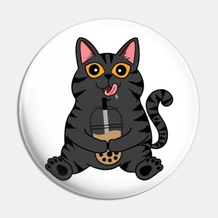 I Love Boba Cat | Grey Tabby Pin
