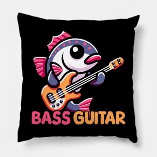 Bass Guitar Cute Fish Guitar Pun Cartoon Pillow