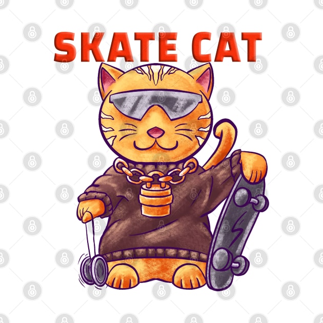 Skate Cat playing Yoyo part of Lucky Cat collection by galvek