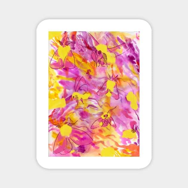 Rosy Maple Moth Watercolor Pattern Magnet by yodelbat