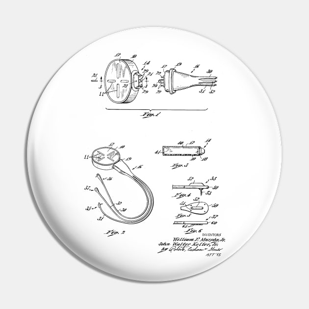 Cardiac Pacer Ball System Vintage Patent Hand Drawing Pin by TheYoungDesigns