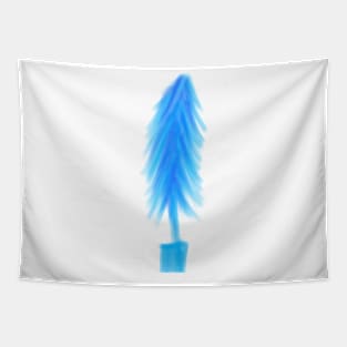 Blue watercolor Christmas tree art Tapestry