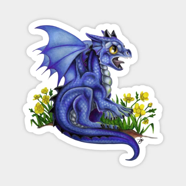 Adorable Dark Blue Indigo Baby Dragon Magnet by Sandra Staple