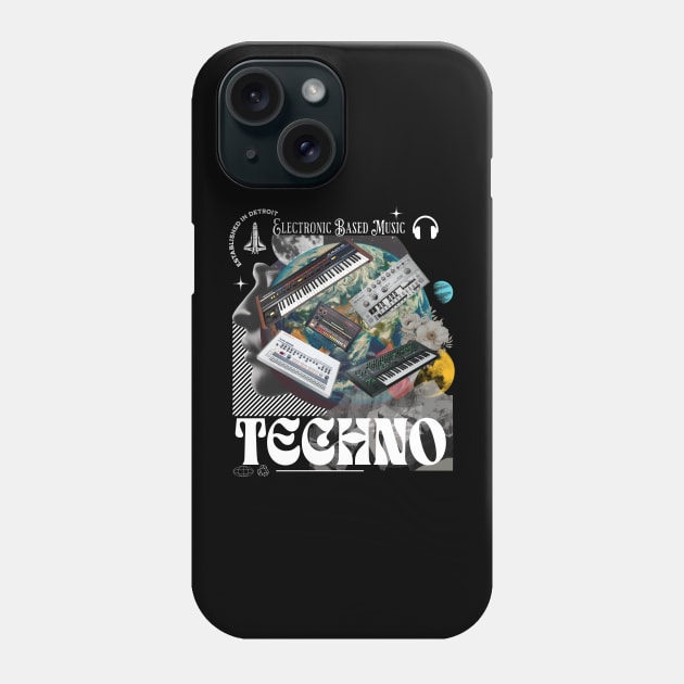 TECHNO  - Gear Head (White) Phone Case by DISCOTHREADZ 