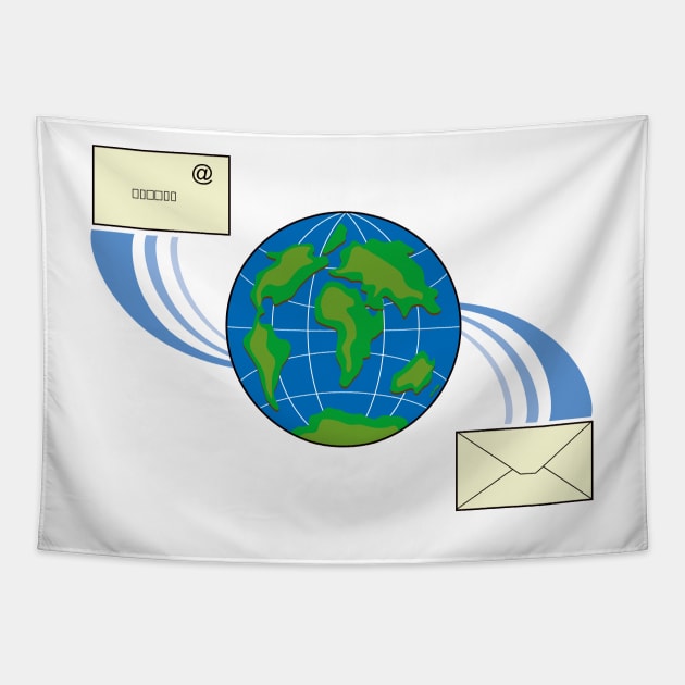 Icon Email Globe Retro Tapestry by retrovectors