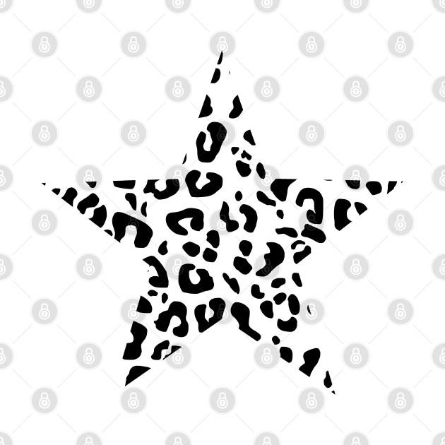 Disover Cutout Black Leopard Print Star - Star - T-Shirt