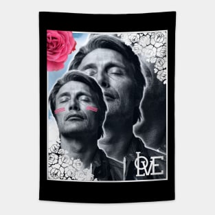 Mads Mikkelsen Sky and Roses Love Collage Tapestry