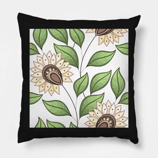 Spring Pattern with Floral Motifs Pillow by lissantee