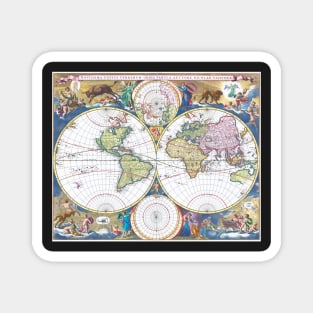 World map wall art 1690 dorm decor mappemonde Art Print Magnet