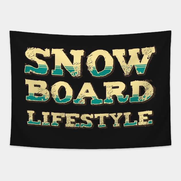 SnowBoard Lifestyle Extreme Sports Vintage Retro Style Tapestry by Naumovski