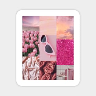 Pink Tulips and Glitter Print Magnet