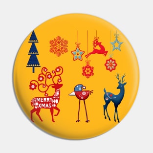 Merry Christmas Animals Pin