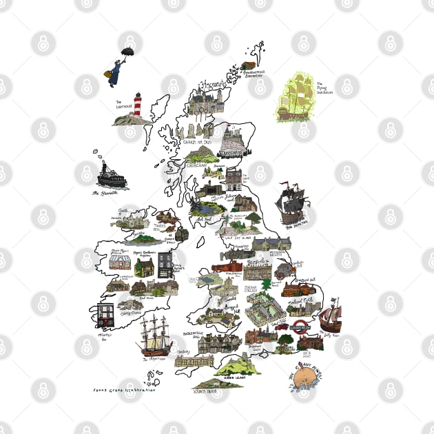 A Literary Map of the UK and Ireland by JennyGreneIllustration