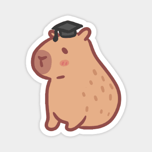 cute capybara wearing a graduation cap Magnet