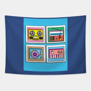 Old Colorful Stylish Retro Music Radios Tapestry