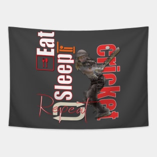 Eat sleep cricket repeat Tapestry