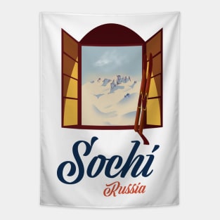 Sochi vintage ski poster Tapestry