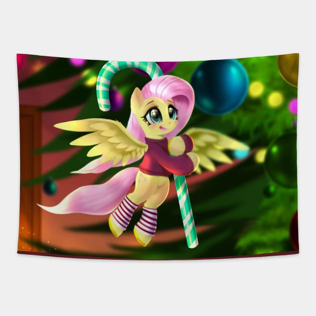 Tiny Fluttershy at Christmas Tapestry by Darksly