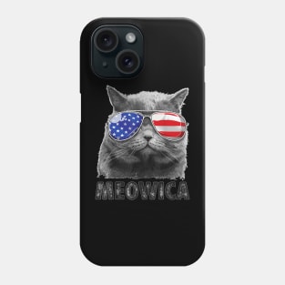 Cat 4H Of July Meowica Merica   USA American Flag Phone Case