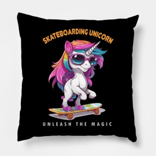 SKATEBOARDING UNICORN Pillow